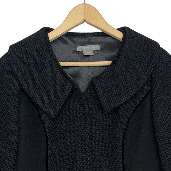 Ann Taylor Textured Wool Jacket Womens Size 0 Black Cropped Tailored Chic - Picture 3 of 11